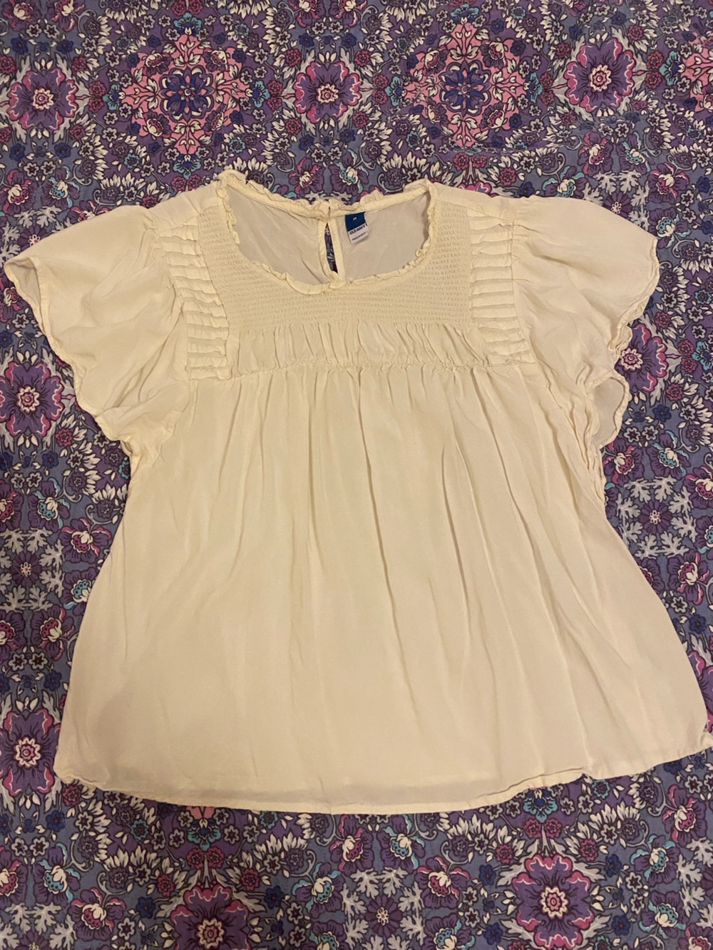 Cream Short Sleeve Blouse Old Navy Size M